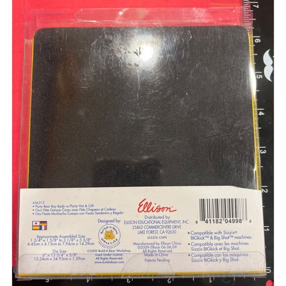 Sizzix Bigz Die Party Bear Boy Body W/ Hat & Gift 656313 Build A Bear - Picture 2 of 4
